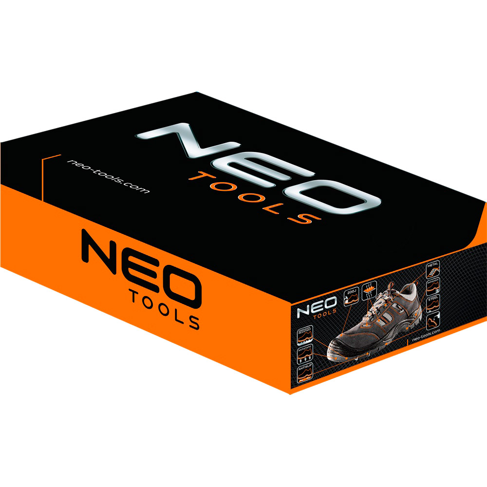 Напівчеревики NEO TOOLS Grey р. 45/30 см (82-036) Додатково Призначення: для будівельних робіт; Розмір: 45; Відповідність стандартам: CE; Властивості підошви: антиковзка стійка до зношування; Підносок: металевий; Антиелектростатичним властивості; Ударопоглинаюча система; Металеві скоби для шнурування