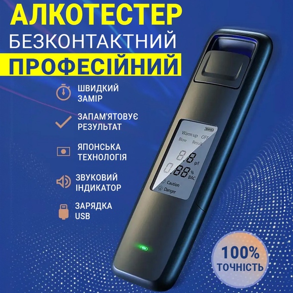 Алкотестер SUSISUN CSY-006 Дополнительные функции зарядка USB, звуковой индикатор, ЖК-дисплей