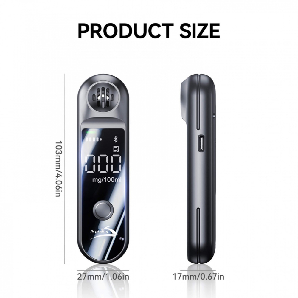 Алкотестер ASPIRING AirCheck 100 (AIC100K) Діапазон вимірювань, проміле 0.00 – 400 мг/100 мл