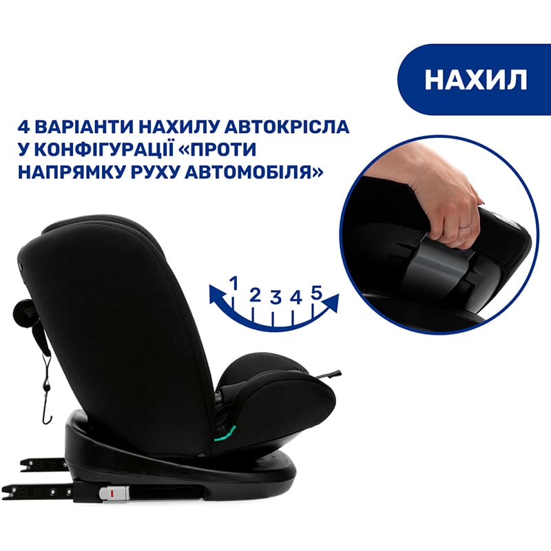 Автокрісло CHICCO Mokita i-Size Black (87033.95) Кріплення в машині система жорсткого кріплення (Isofix)