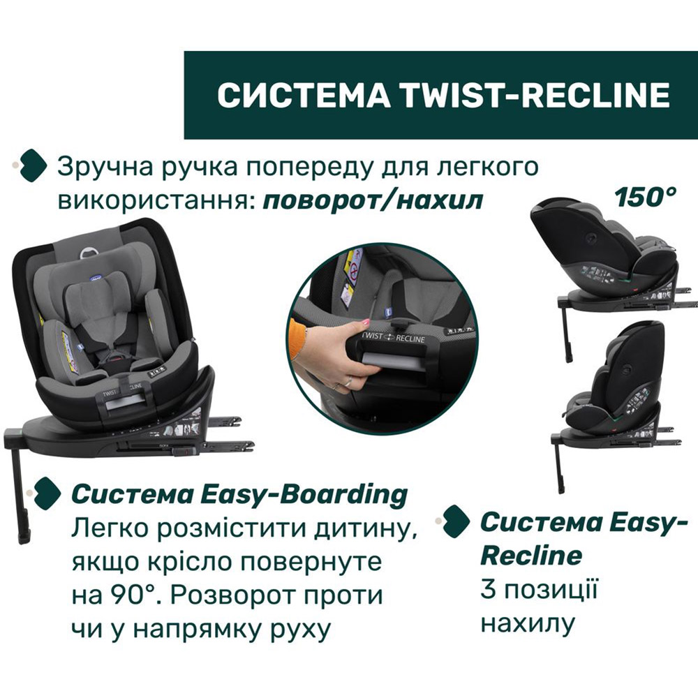 Автокресло CHICCO EverOne i-Size Black (87148.95) Установка в салоне по ходу движения