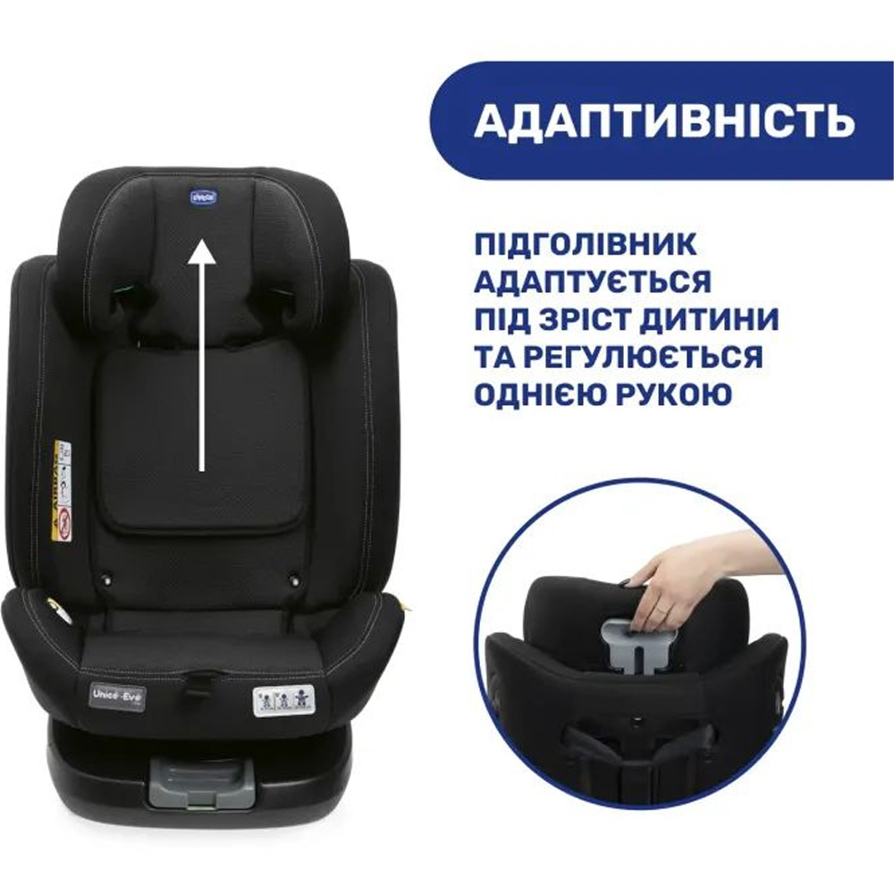Зовнішній вигляд Автокрісло CHICCO Unico Evo i-Size Air black 8058664167302 Black (87030.95)