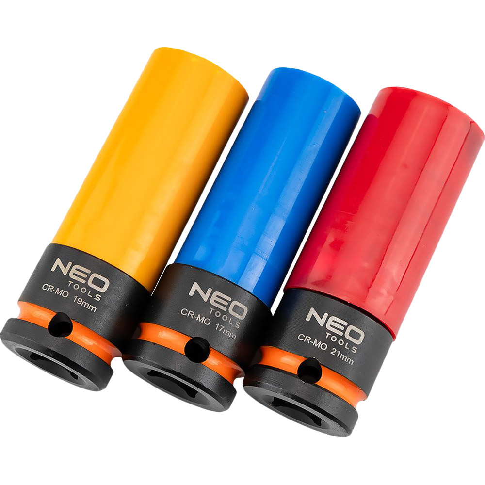 Набор торцевых головок NEO TOOLS  1/2", 17,19,21 мм (12-350) Класс гаражное оборудование