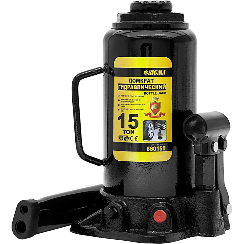 

Домкрат гидравлический бутылочный Sigma 230-460 мм 15 т (6101151), домкрат гідравлічний пляшковий 15т H 230-460мм