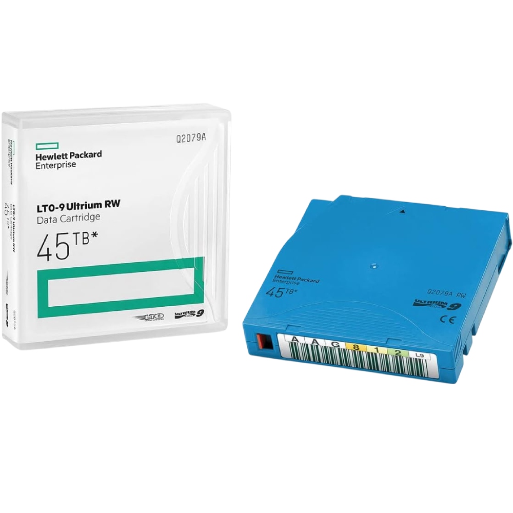 Дата-картридж NAS HPE LTO-9 Ultrium 45TB RW (Q2079A) Дополнительная информация Емкость: 45 ТБ; Степень сжатия: 2,5:1; Поддерживаемые форматы носителей: перезаписываемые и однократно записываемые; Скорость чтения: 1000 МБ/с (только для полноразмерных накопителей,); Плотность битов: 545 кб/дюйм