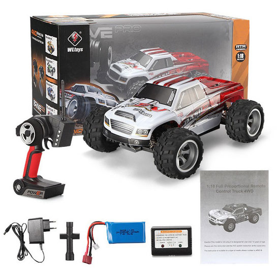 Монстр WL TOYS A979-B 4WD (WL-A979-B) Комплектація Машинка WL-A979 4WD - 1 шт; Пульт управління 2,4 ГГц - 1 шт; Зарядний пристрій 220 В - 1 шт; Акумулятор: Li-pol 7.4 V/