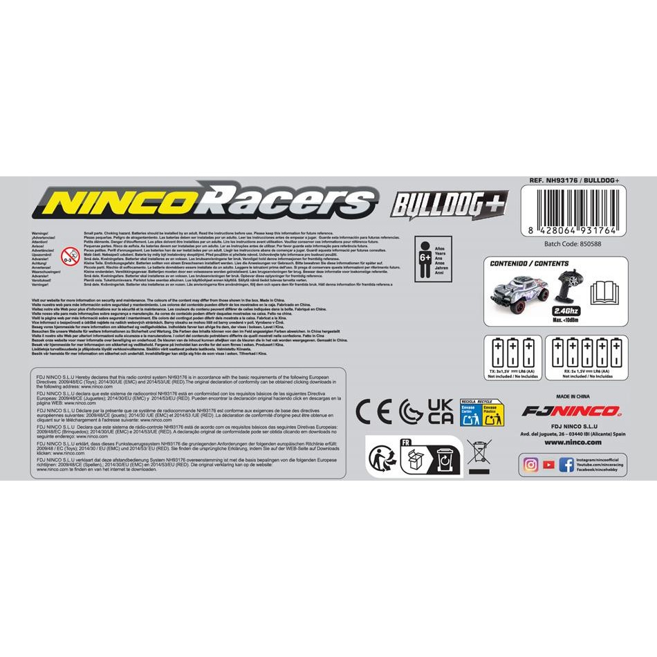 Машинка на р/в NINCORACERS NH93176 Бульдог+ (8428064931764) Живлення машинка: 5 х АА, пульт: 3 х АА