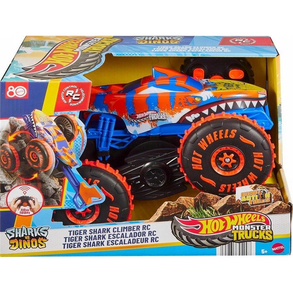 Машинка на р/у Hot Wheels Monster Trucks Tiger Shark Climber (JFR39) Живлення живлення машинки: незнімний Li-ion акумулятор; живлення пульта: 2 батареї ААA