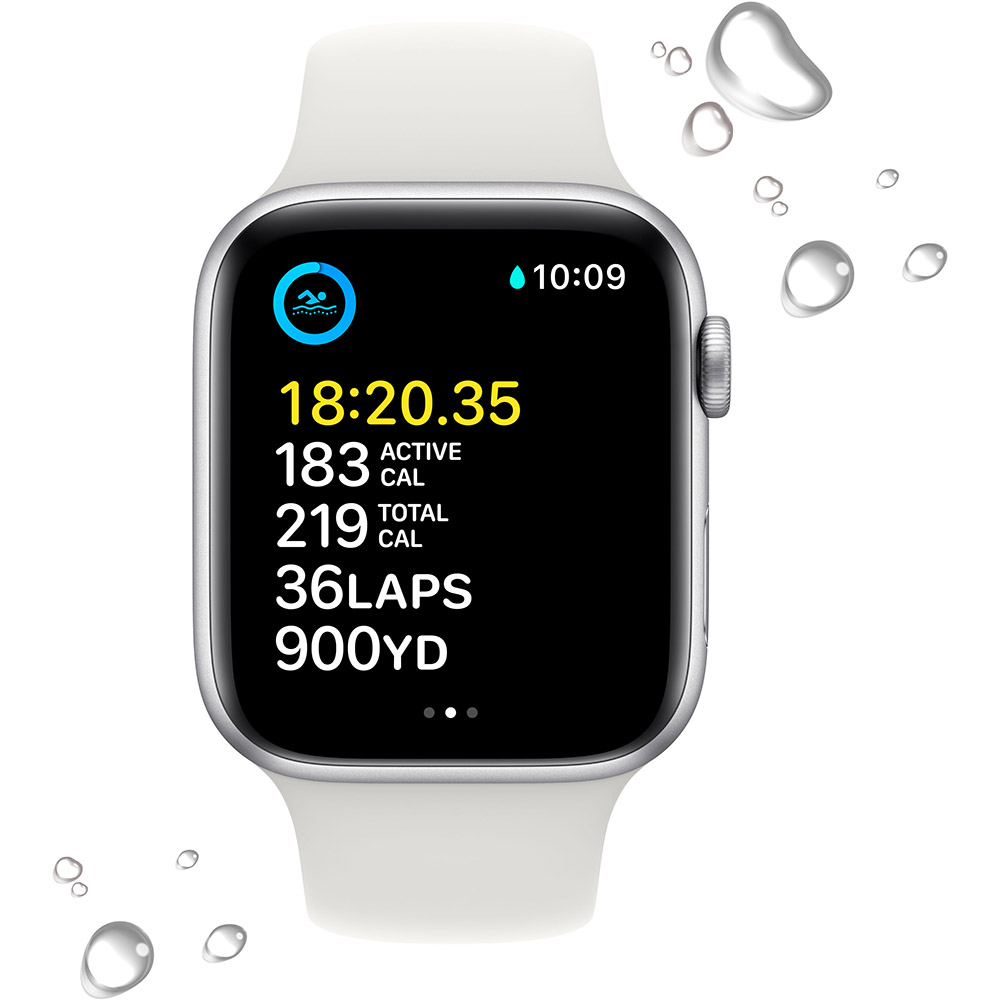 Смарт-часы APPLE Watch SE 2022 44 Silver Alum White Sp/B (MNK23UL/A) Вид деятельности плавание