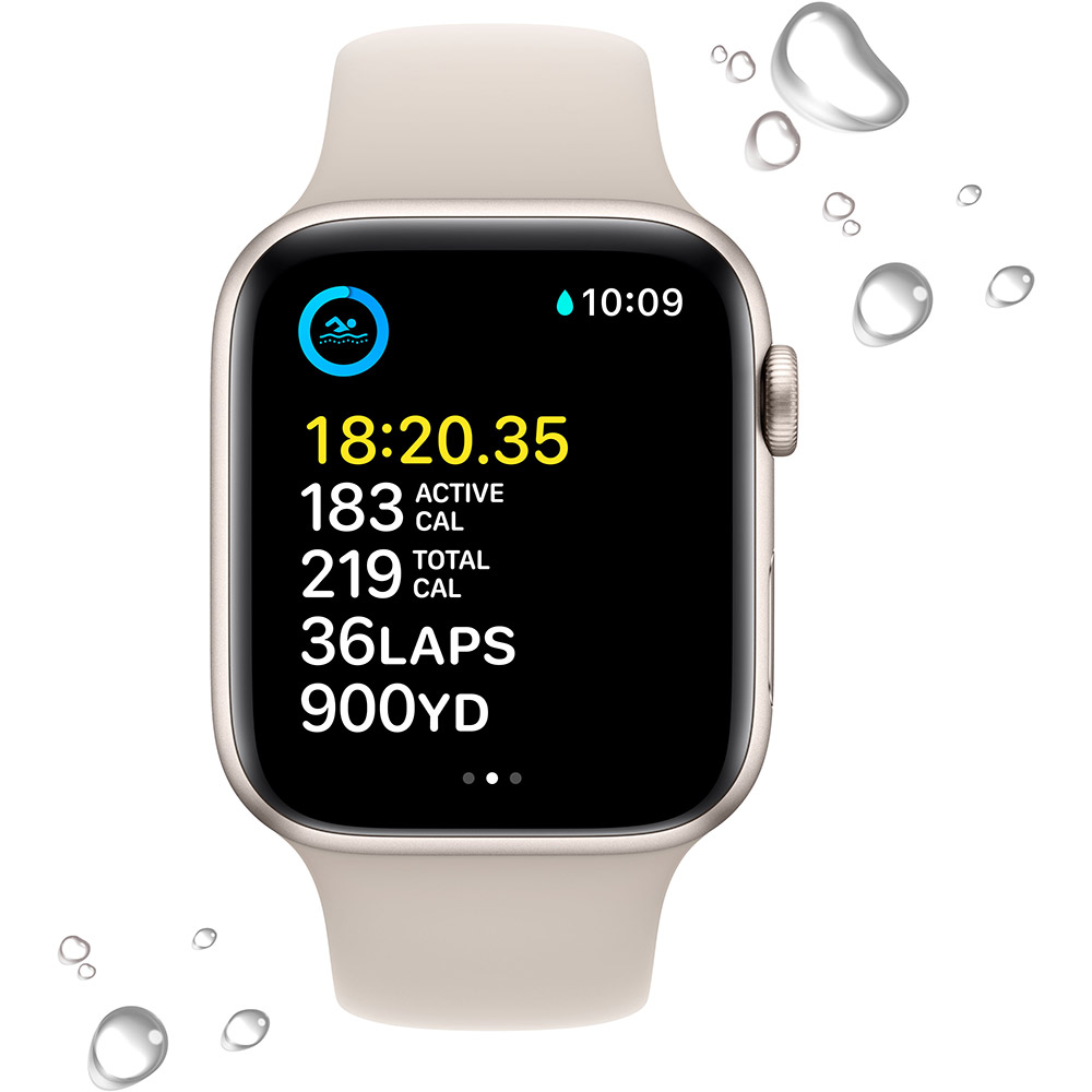 Внешний вид Смарт-часы APPLE Watch SE 2022 44 Starlight Alum Starlight Sp/B (MNJX3UL/A)