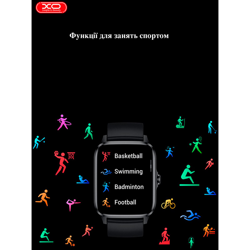 Смарт-годинник XO J2 Sport Black Сумісність iOS (Apple)