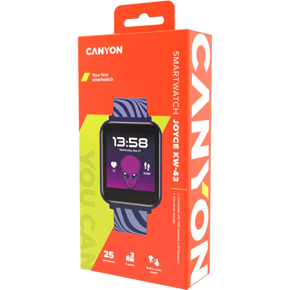 У Фокстрот Смарт-годинник CANYON Joyce KW-43 DUAL BT Music Blue (CNE-KW43BL)