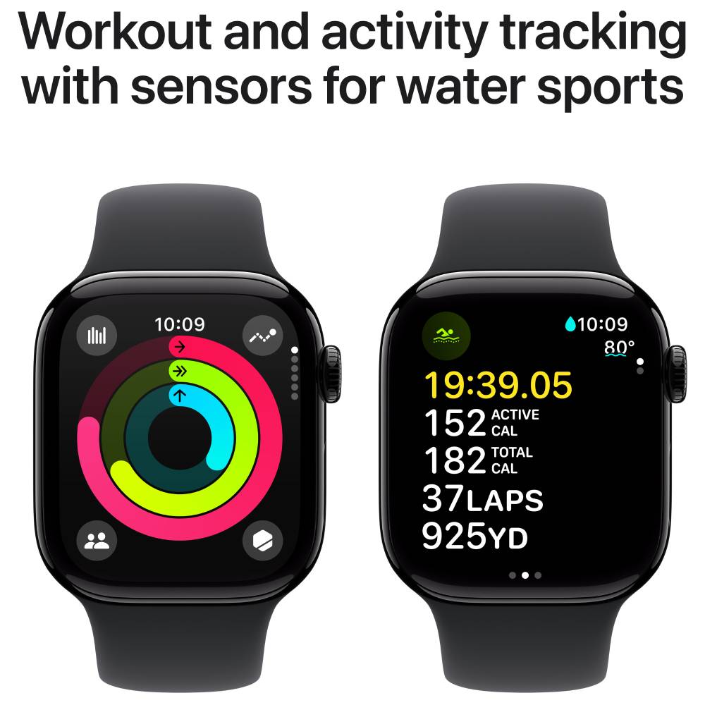 Смарт-годинник APPLE Watch Series 10 GPS 42мм Jet Black Alum Black Sp/b - M/L (MWWF3QH/A) Сумісність iOS (Apple)