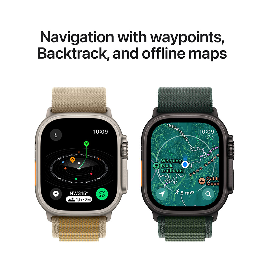 Зовнішній вигляд Смарт-годинник APPLE Watch Ultra 2 GPS+Cellular, 49mm Black Titani Dark Green Al/Loop - M (MX4R3UL/A)