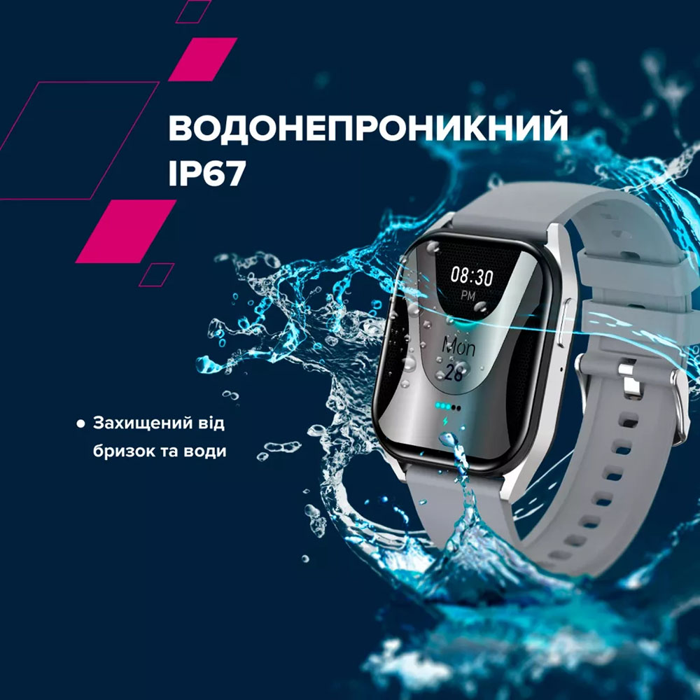 Зовнішній вигляд Смарт-годинник CANYON Chatter SW-58 BT-CALL Silver Grey (CNS-SW58SS)