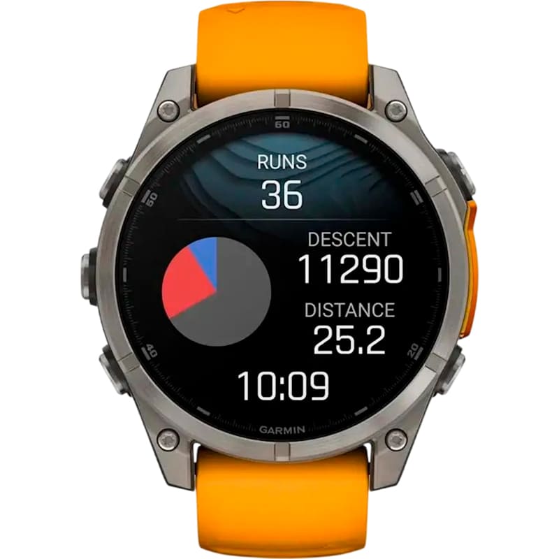 Фото Смарт-годинник GARMIN Fenix 8 Amoled 47mm Sapphire Titanium with Spark Orange/Graphite Silicone Band (010-02904-11)