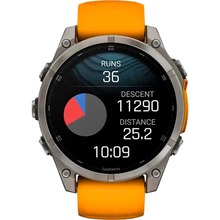 Смарт-годинник GARMIN Fenix 8 Amoled 47mm Sapphire Titanium with Spark Orange/Graphite Silicone Band (010-02904-11)