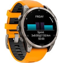 Смарт-годинник GARMIN Fenix 8 Amoled 47mm Sapphire Titanium with Spark Orange/Graphite Silicone Band (010-02904-11)