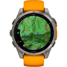 Смарт-годинник GARMIN Fenix 8 Amoled 47mm Sapphire Titanium with Spark Orange/Graphite Silicone Band (010-02904-11)