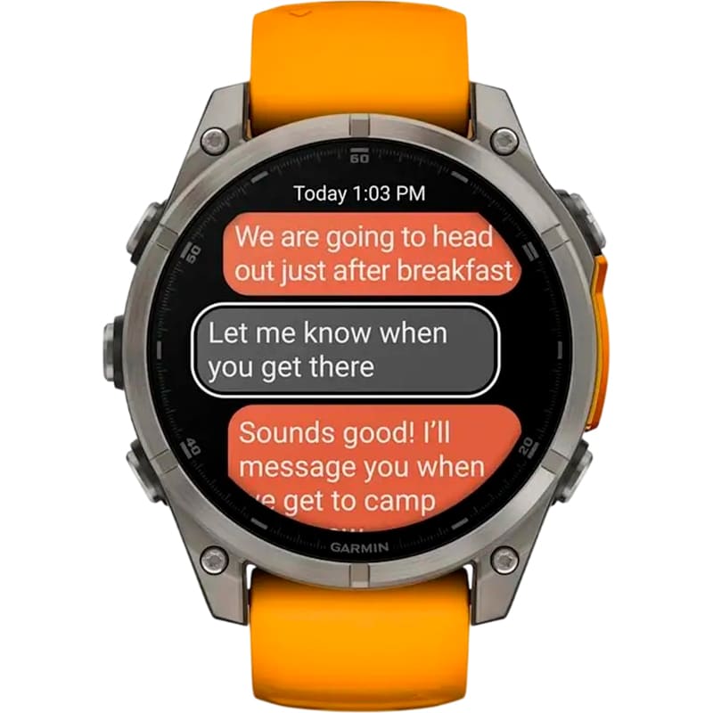 Замовити Смарт-годинник GARMIN Fenix 8 Amoled 47mm Sapphire Titanium with Spark Orange/Graphite Silicone Band (010-02904-11)