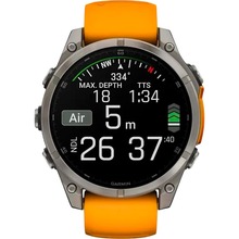 Смарт-годинник GARMIN Fenix 8 Amoled 47mm Sapphire Titanium with Spark Orange/Graphite Silicone Band (010-02904-11)