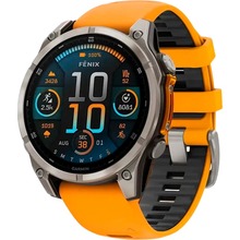 Смарт-часы GARMIN Fenix 8 Amoled 47mm Sapphire Titanium with Spark Orange/Graphite Silicone Band (010-02904-11)