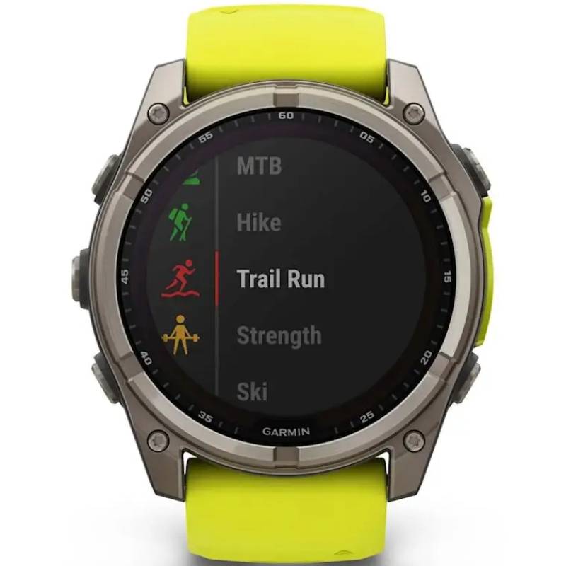 Зображення Смарт-годинник GARMIN Fenix 8 Solar 51mm Sapph Titan Yellow&Graph Sil Band (010-02907-21)