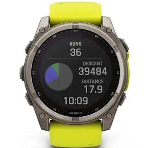 Замовити Смарт-годинник GARMIN Fenix 8 Solar 51mm Sapph Titan Yellow&Graph Sil Band (010-02907-21)