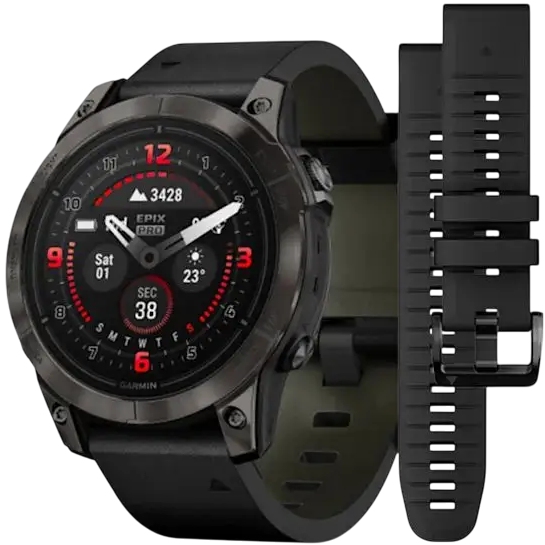 Смарт-годинник GARMIN Epix Pro Gen 2 Sapphire Edition 47 мм Carbon Grey DLC Titan Black Leather Band (010-02803-30)