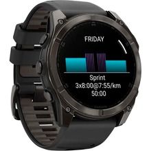 Смарт-годинник GARMIN Fenix 8 Amoled 51mm Sapphire Carbon Grey DLC with Black/Pebble Grey Silicone Band (010-02905-21)