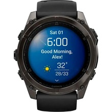 Смарт-годинник GARMIN Fenix 8 Amoled 51mm Sapphire Carbon Grey DLC with Black/Pebble Grey Silicone Band (010-02905-21)