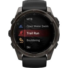 Смарт-годинник GARMIN Fenix 8 Amoled 51mm Sapphire Carbon Grey DLC with Black/Pebble Grey Silicone Band (010-02905-21)