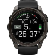 Смарт-годинник GARMIN Fenix 8 Amoled 51mm Sapphire Carbon Grey DLC with Black/Pebble Grey Silicone Band (010-02905-21)