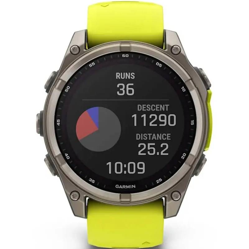 Замовити Смарт-годинник GARMIN Fenix 8 Solar 47mm Sapph Titan Yellow&Graph Sil Band (010-02906-21)