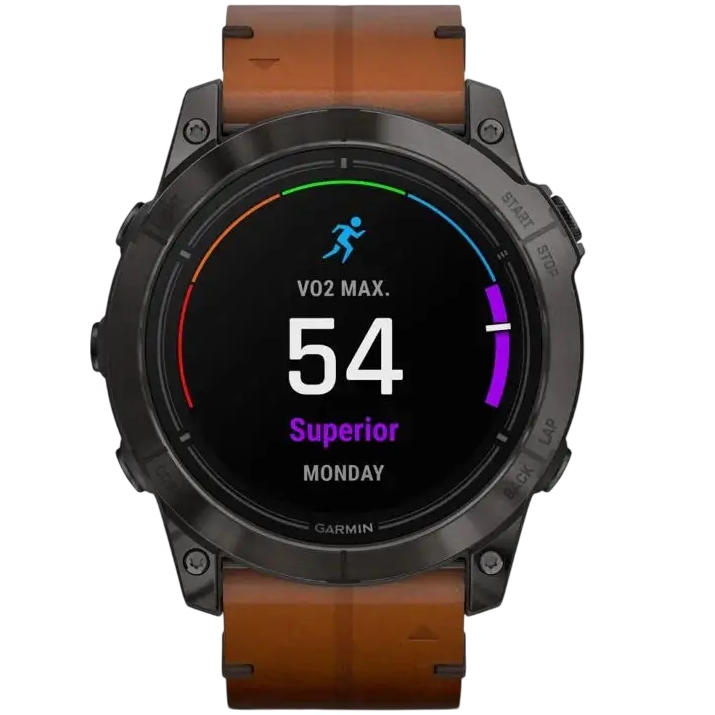 Зображення Смарт-годинник GARMIN Epix Pro Gen 2 Sapphire Edition 51 мм Carbon Grey DLC Titan Chestnut Leather Band (010-02804-30)