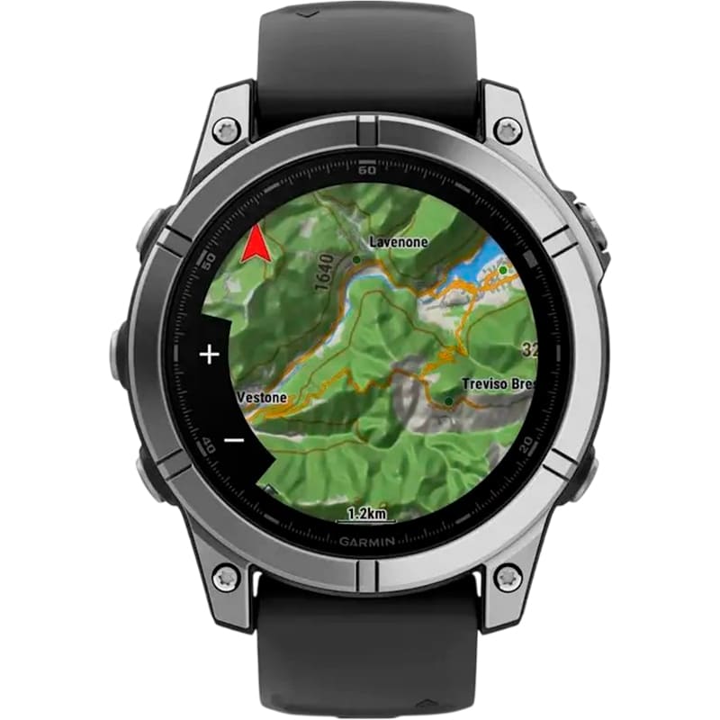 Зображення Смарт-годинник GARMIN Fenix E 47mm Stainless Steel with Black Silicone Band (010-03025-00)