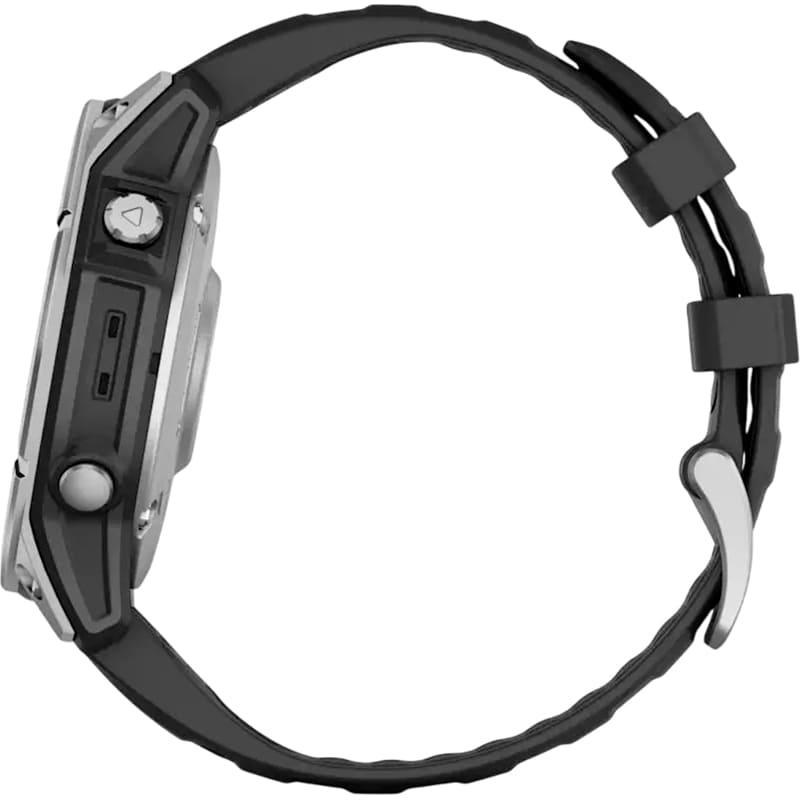 Фото Смарт-годинник GARMIN Fenix E 47mm Stainless Steel with Black Silicone Band (010-03025-00)