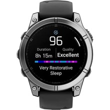 Смарт-годинник GARMIN Fenix E 47mm Stainless Steel with Black Silicone Band (010-03025-00)