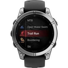 Смарт-годинник GARMIN Fenix E 47mm Stainless Steel with Black Silicone Band (010-03025-00)