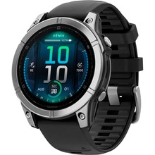 Смарт-часы GARMIN Fenix E 47mm Stainless Steel with Black Silicone Band (010-03025-00)