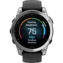 Смарт-годинник GARMIN Fenix E 47mm Stainless Steel with Black Silicone Band (010-03025-00)