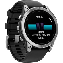 Смарт-годинник GARMIN Fenix E 47mm Stainless Steel with Black Silicone Band (010-03025-00)