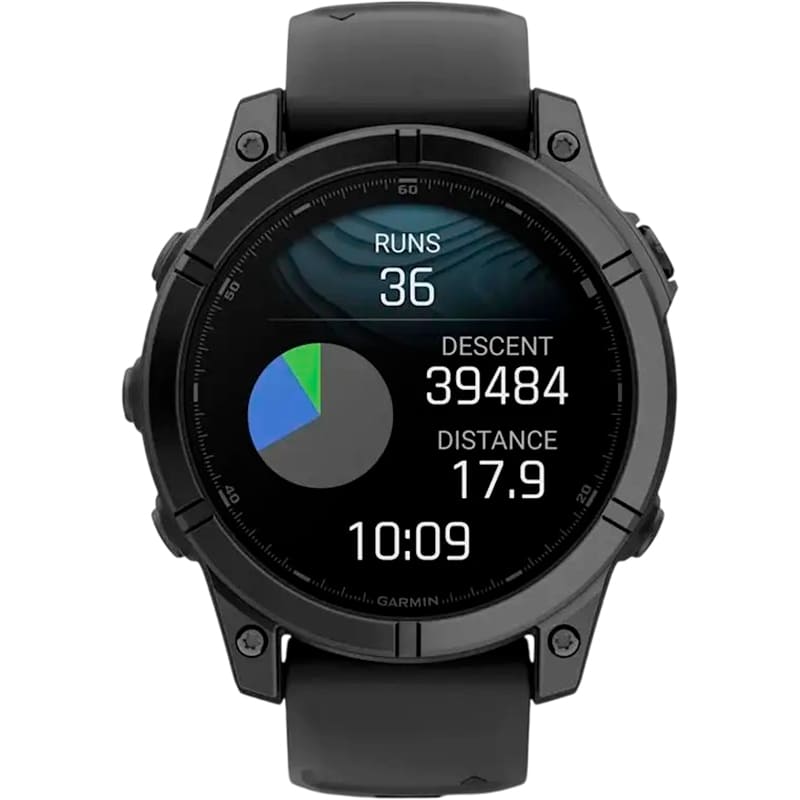 Фото Смарт-годинник GARMIN Fenix E 47mm Slate Gray Steel with Black Silicone Band (010-03025-01)