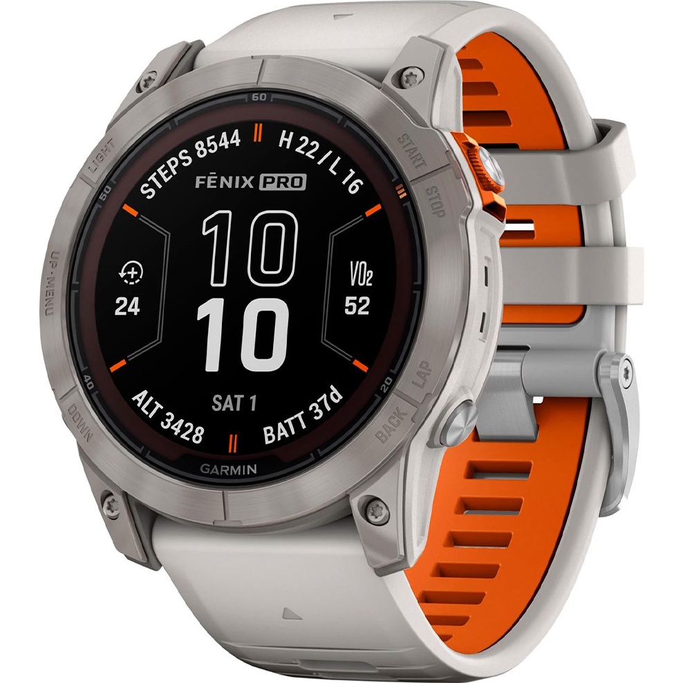 Смарт-часы GARMIN Fеnix 7X Pro Sapph Solar Edit Titan Fog Gray Ember Orange Band (010-02778-15)