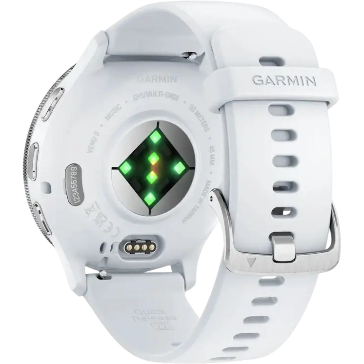 Зовнішній вигляд Смарт-годинник GARMIN Venu 3 Silver Stain Steel Bezel Whitestone Case and Sil Band (010-02784-00)