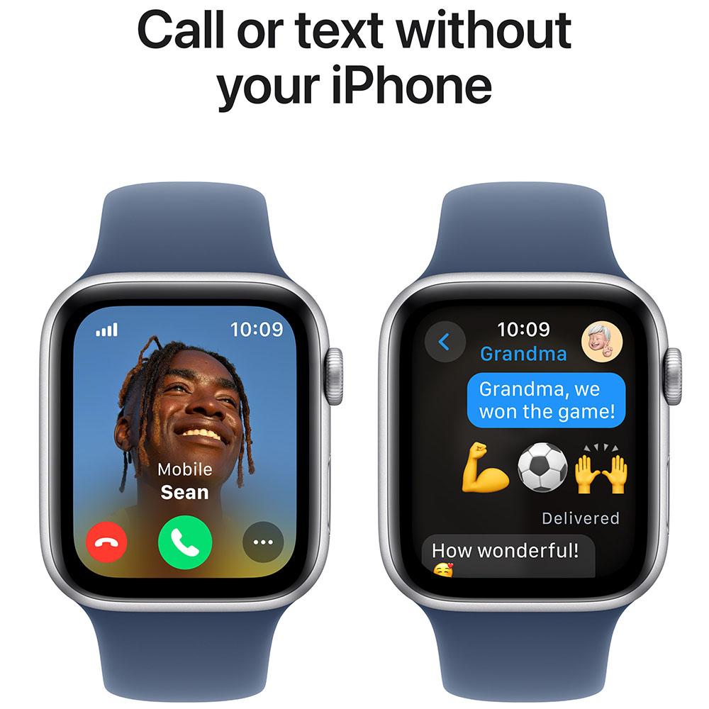 Внешний вид Смарт-часы APPLE Watch SE GPS+Cellular 44mm Silver Alum Case Denim Sp/b - M/L (MXGQ3QH/A)