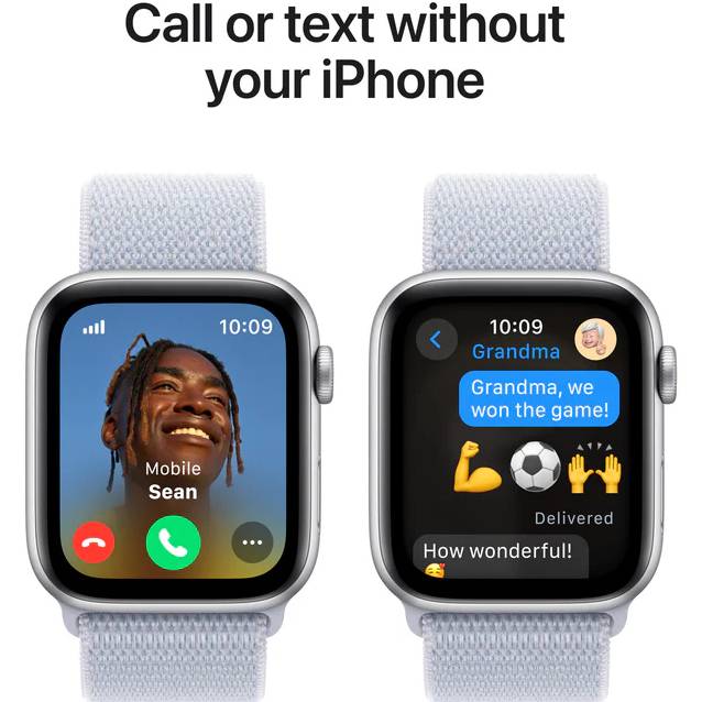 Смарт-часы APPLE Watch SE GPS+Cellular 44mm Silver Alum Case Blue Cloud Sp Loop (MXGR3QH/A) Совместимость iOS (Apple)