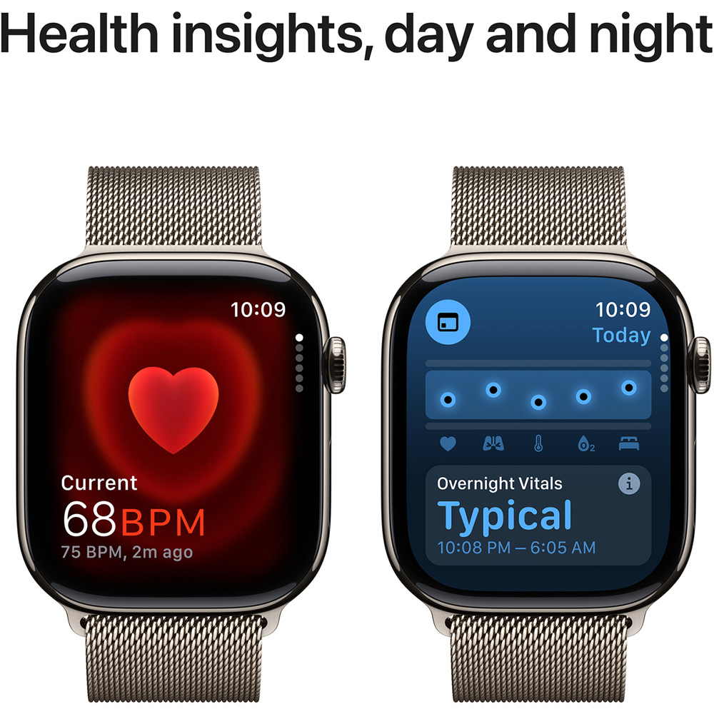 Смарт-часы APPLE Watch Series 10 GPS+Cellular 46mm Nat Tit Case Nat Milan Loop M/L (MWYC3QH/A) Совместимость iOS (Apple)