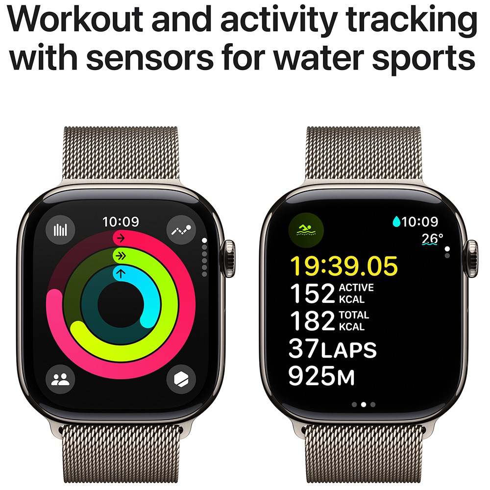 Смарт-часы APPLE Watch Series 10 GPS+Cellular 46mm Nat Tit Case Nat Milan Loop M/L (MWYC3QH/A) Вид деятельности велоспорт