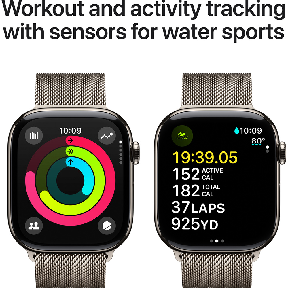 Смарт-часы APPLE Watch Series 10 GPS+Cellular 46mm Nat Tit Case Nat Milan Loop M/L (MWYC3QH/A) Операционная система Watch OS